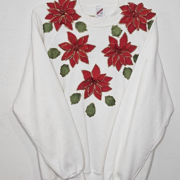 Jerzees White Sweatshirt with Red and Blue Accents - Picture 10 of 14